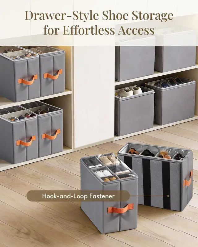 Alt view image 7 of 7 - Smell Proof Shoe Organizer for Closet 2 Pack - Shoe Storage Box Bin Cubes