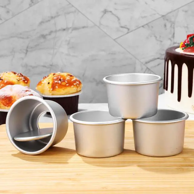 Alt view image 2 of 7 - 12 Pcs 2 Inch Mini Cake Pans with Removable Bottom -Round Aluminum Baking Molds for Cheesecakes, Cupcakes, and Individual Desserts