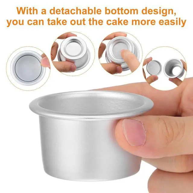 Alt view image 4 of 7 - 12 Pcs 2 Inch Mini Cake Pans with Removable Bottom -Round Aluminum Baking Molds for Cheesecakes, Cupcakes, and Individual Desserts