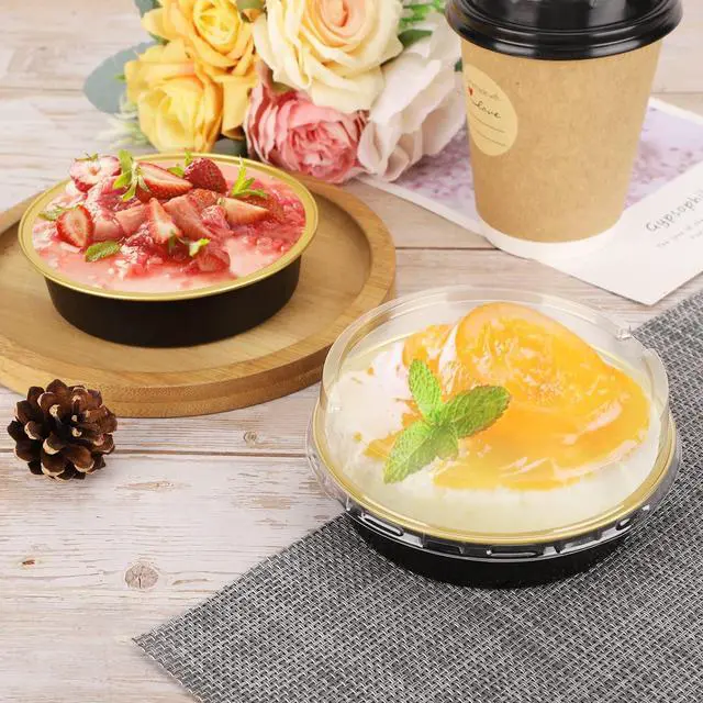 Alt view image 4 of 6 - Aluminum Cupcake Pans With Lids, 4 Inch 50 Pack Disposable Pie Pans For Cake, 8 Oz Aluminum Pie Pan Tin Black Golden Tart Pans Round Oven Baking Mini Cake Pan For Pie Tart Quiche