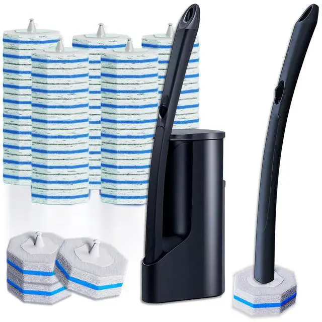 Main image of Disposable Toilet Brush with 50 Wand Cleaner Refills PadsWall Mounted Toilet Bowl Holder SetToilet Cleaning System Starter KitBathroom Cleaning System for Sink Bathtub Wash Basin
