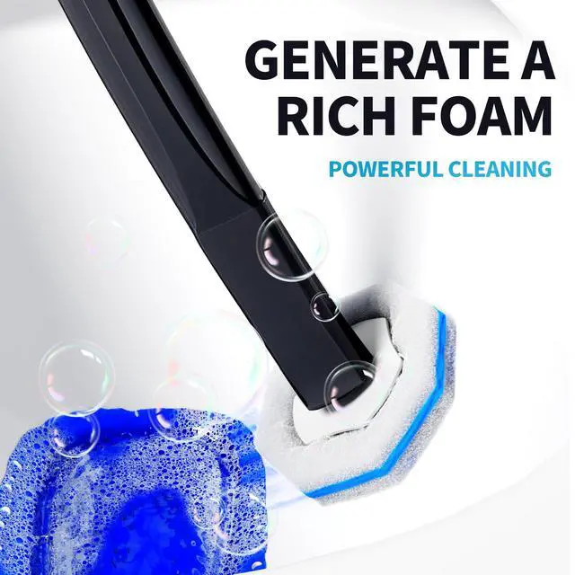 Alt view image 4 of 7 - Disposable Toilet Brush with 50 Wand Cleaner Refills PadsWall Mounted Toilet Bowl Holder SetToilet Cleaning System Starter KitBathroom Cleaning System for Sink Bathtub Wash Basin
