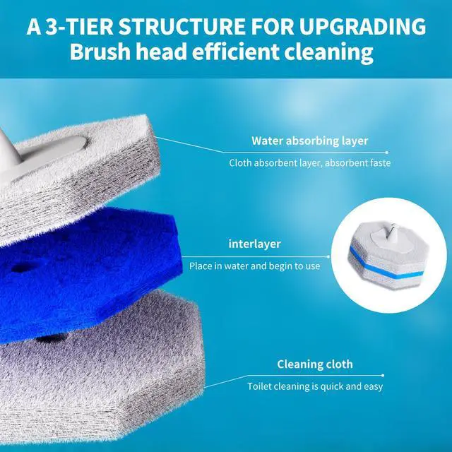 Alt view image 5 of 7 - Disposable Toilet Brush with 50 Wand Cleaner Refills PadsWall Mounted Toilet Bowl Holder SetToilet Cleaning System Starter KitBathroom Cleaning System for Sink Bathtub Wash Basin
