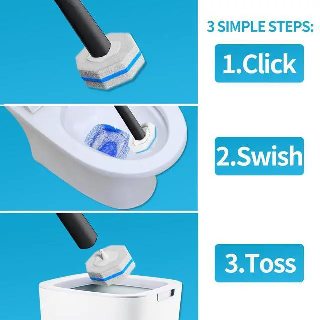 Alt view image 7 of 7 - Disposable Toilet Brush with 50 Wand Cleaner Refills PadsWall Mounted Toilet Bowl Holder SetToilet Cleaning System Starter KitBathroom Cleaning System for Sink Bathtub Wash Basin