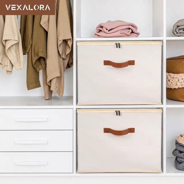 Alt view image 3 of 7 - Shoe Organizer Box 2 Pack, Shoe Storage Organizer with Clear Cover, Adjustable Dividers Fits 16-32 Pairs, Fabric Shoe Organizer for Closet, Beige