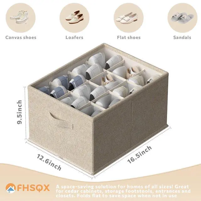 Alt view image 3 of 7 - 2 Pack Shoe Organizer for Closet,Foldable Shoe Organizer,Fits up to 24 Pairs,Storage Containers With Bottom Support for Shoes