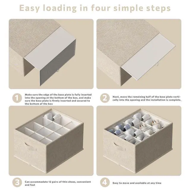 Alt view image 5 of 7 - 2 Pack Shoe Organizer for Closet,Foldable Shoe Organizer,Fits up to 24 Pairs,Storage Containers With Bottom Support for Shoes