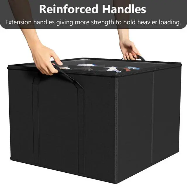 Alt view image 5 of 6 - 2 Pack Shoe Organizer for Closet, Fits up to 32 Pairs, Small Space Shoe Storage Boxes Bins Containers w/Adjustable Dividers and Clear Top, Black