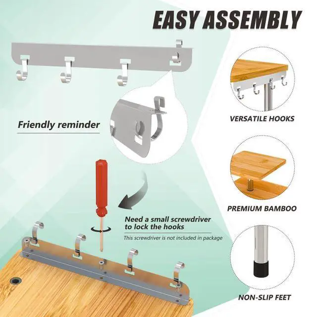 Alt view image 7 of 7 - Kitchen Countertop Organizer Spice Rack for Salt, Bathroom Counter Organizer Over Sink for Makeup, Skincare, Adjustable 3-Tier Corner Counter Shelf with 4 Hooks for Coffee Bar Dresser Table