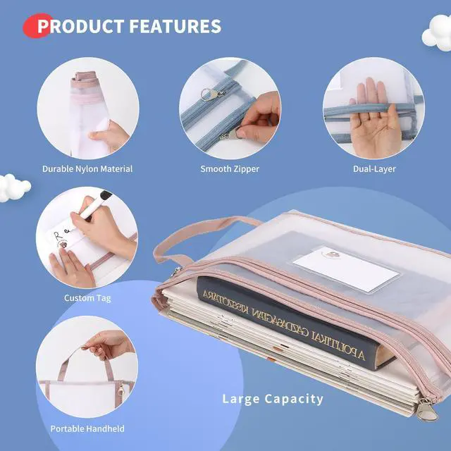 Alt view image 3 of 6 - Organizer Pouches Double-Layer A4 Storage Bags for Toys, Puzzles, School Supplies, Travel, Home Organization.