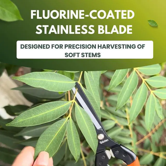 Alt view image 5 of 7 - Professional Japanese Harvesting Shears, Straight Precision Blade, Black Fluorine-Coated Stainless Steel, Spring-Loaded, Shock-Absorbing Grip, Safety Lock, Made in Japan