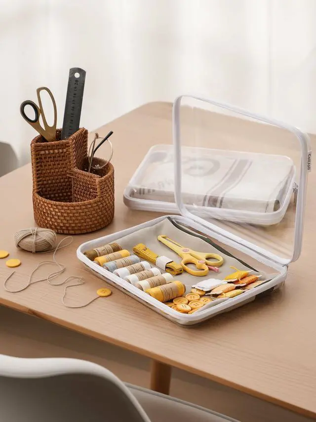 Alt view image 3 of 7 - 3PCS Large Clear Hard Shell Zippered Case, Diaper Bag Organizing Pouches, Waterproof Cosmetic Bag, Storage Organizer Bins.