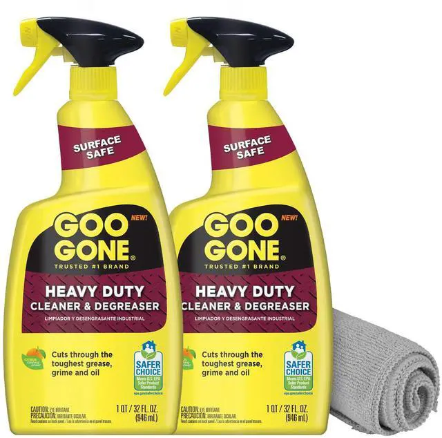 Main image of Heavy Duty Cleaner & Degreaser Spray With Microfiber Cleaning Towel Cuts Through Tough Grease, Oil & Grime - 32 Oz (2 Pack + Towel)