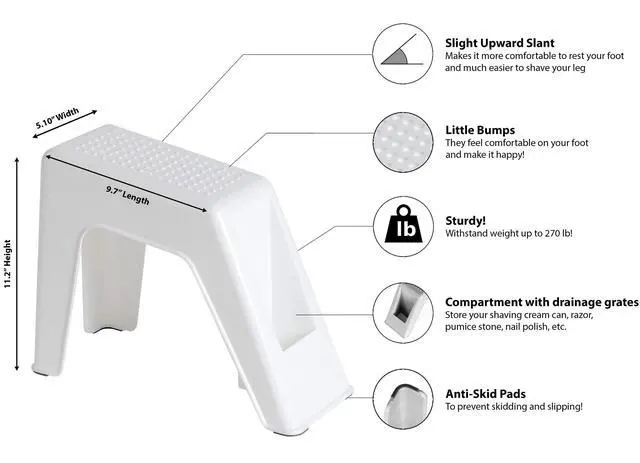 Alt view image 2 of 7 - Shower Foot Rest - Pedicure Foot Rest - Grey - (Supplies Not Included)