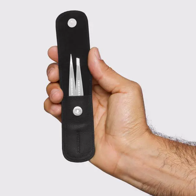 Alt view image 5 of 7 - Petite Tweeze Set with Travel Case - Point and Slant Tweezers, Tweezers for Travel (Black Case)