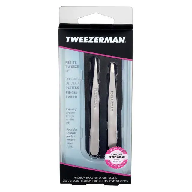 Alt view image 7 of 7 - Petite Tweeze Set with Travel Case - Point and Slant Tweezers, Tweezers for Travel (Black Case)