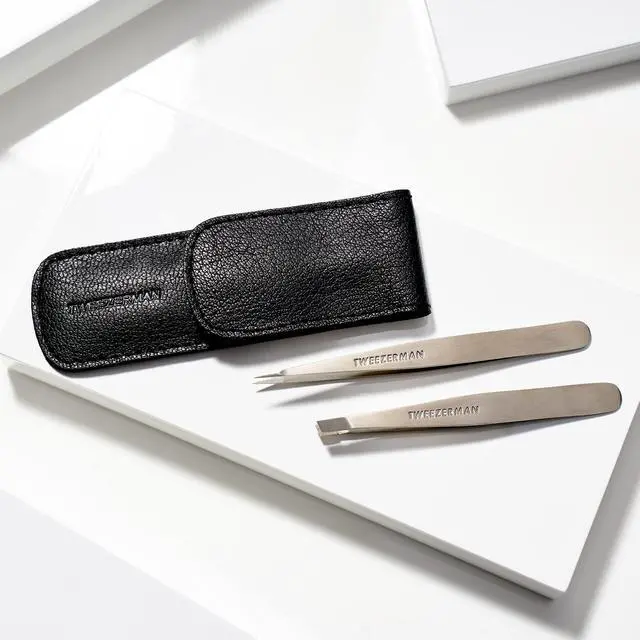Alt view image 6 of 7 - Petite Tweeze Set with Travel Case - Point and Slant Tweezers, Tweezers for Travel (Black Case)