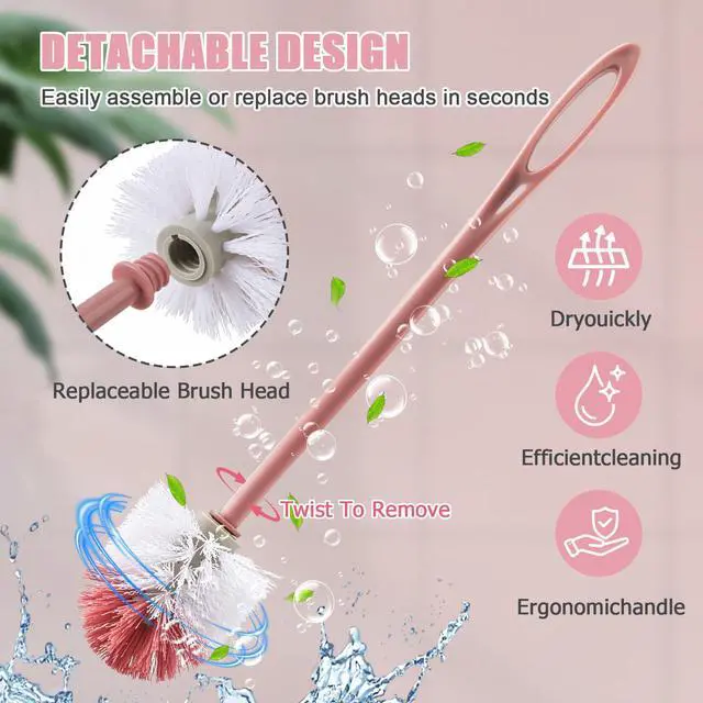 Alt view image 3 of 7 - 15 Pcs Toilet Brush,17.3" Bathroom Toilet Bowl Brush,Commercial Heavy Duty Toilet Bowl with Hook & Gloves,Long Handle Toilet Bowl for Household Cleaning,Professional/Janitorial Scrub Brush for Toilet