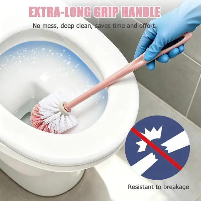 Alt view image 6 of 7 - 15 Pcs Toilet Brush,17.3" Bathroom Toilet Bowl Brush,Commercial Heavy Duty Toilet Bowl with Hook & Gloves,Long Handle Toilet Bowl for Household Cleaning,Professional/Janitorial Scrub Brush for Toilet
