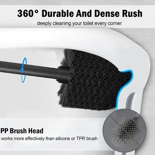 Alt view image 5 of 7 - Matte Black Toilet Bowl Brush with Holder, Durable Bathroom Cleaning Tool, Modern Design for Easy Toilet Maintenance, Bathroom Cleaner Brush for Efficient Cleaning and Hygiene
