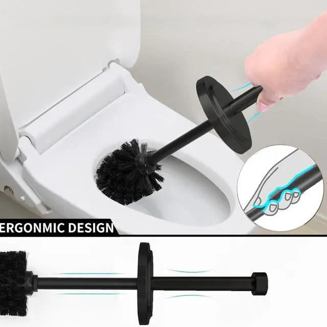 Alt view image 3 of 7 - Matte Black Toilet Bowl Brush with Holder, Durable Bathroom Cleaning Tool, Modern Design for Easy Toilet Maintenance, Bathroom Cleaner Brush for Efficient Cleaning and Hygiene