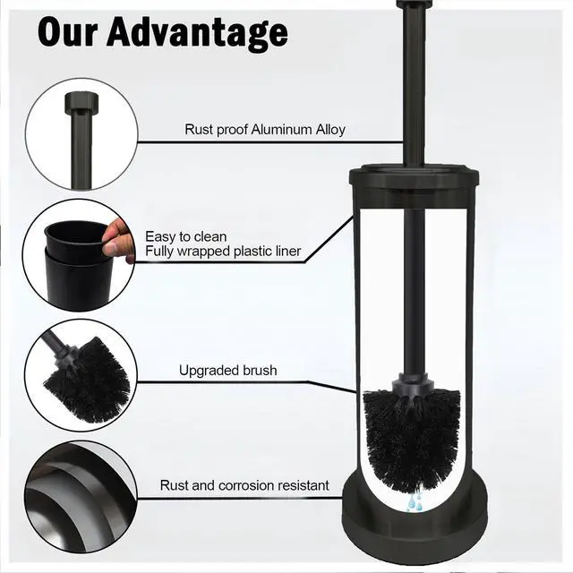 Alt view image 6 of 7 - Matte Black Toilet Bowl Brush with Holder, Durable Bathroom Cleaning Tool, Modern Design for Easy Toilet Maintenance, Bathroom Cleaner Brush for Efficient Cleaning and Hygiene