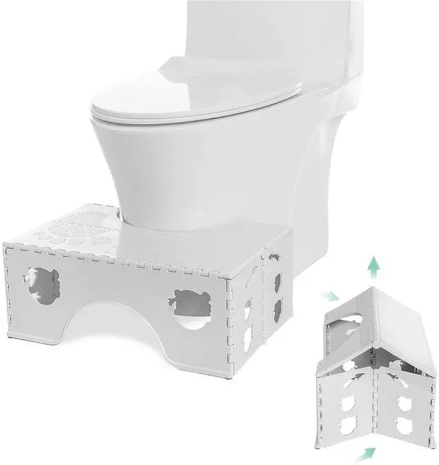 Main image of Foldable Toilet Stool, 7inches Healthy Bathroom Squatting Posture Poop Stool with Anti-Slip Feet, A Good Helper to Effective Relief of Constipation, Easy to Storage Toilet Squat Stool.