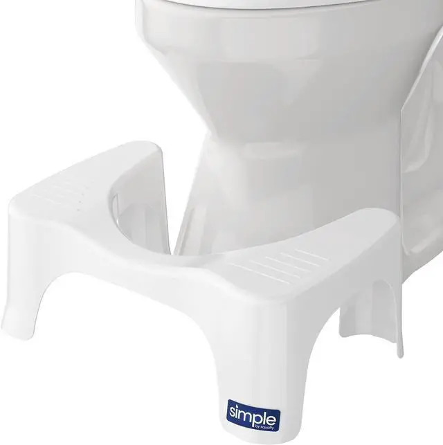 Main image of Simple Curve Bathroom Toilet Stool 7" White
