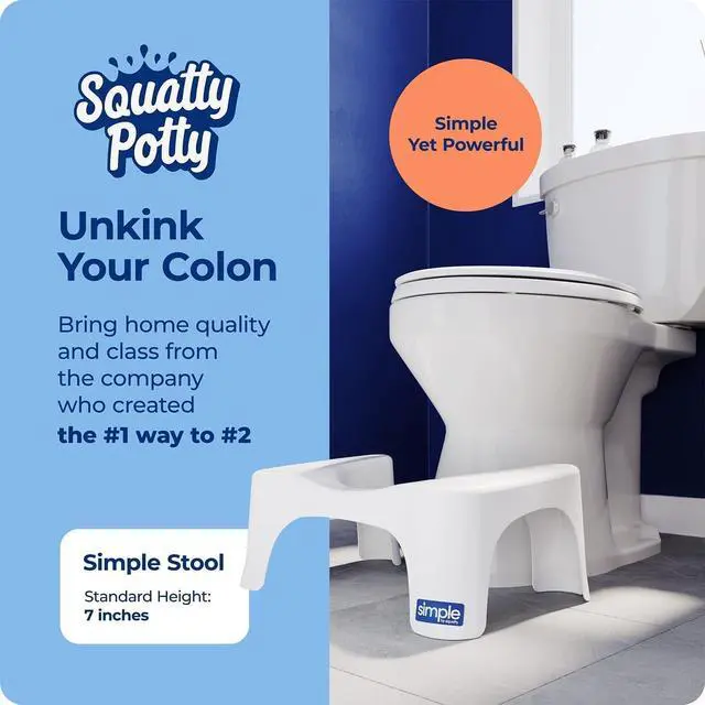 Alt view image 2 of 6 - Simple Curve Bathroom Toilet Stool 7" White