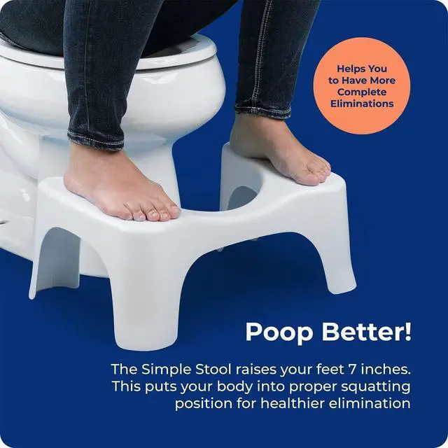 Alt view image 3 of 6 - Simple Curve Bathroom Toilet Stool 7" White