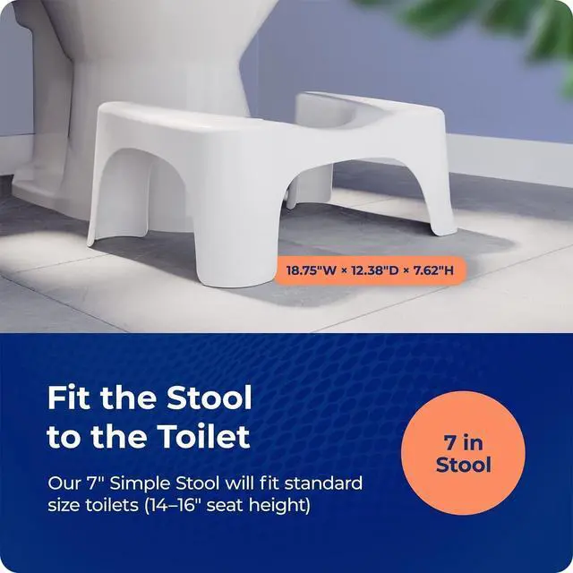Alt view image 4 of 6 - Simple Curve Bathroom Toilet Stool 7" White