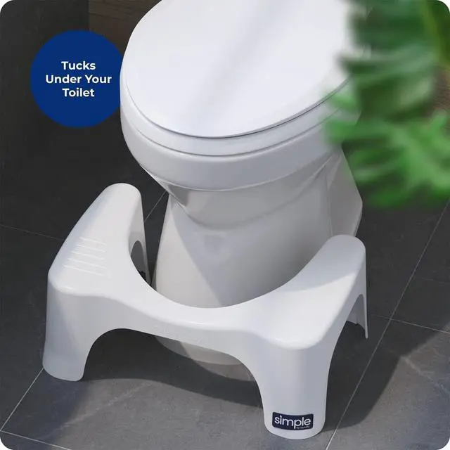 Alt view image 5 of 6 - Simple Curve Bathroom Toilet Stool 7" White