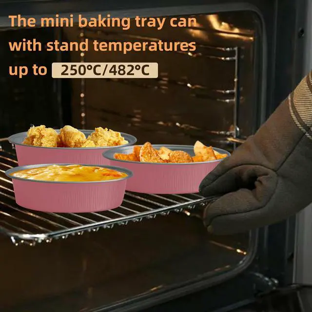 Alt view image 4 of 7 - Mini Cake Pans With Lids And Spoons, Baking Tins For Round Small Desserts 7 Oz Aluminum Foil Baking Pans Disposable Ramekins Individual Cake Containers Holders For Tart Quiche Flan (50, Pink)