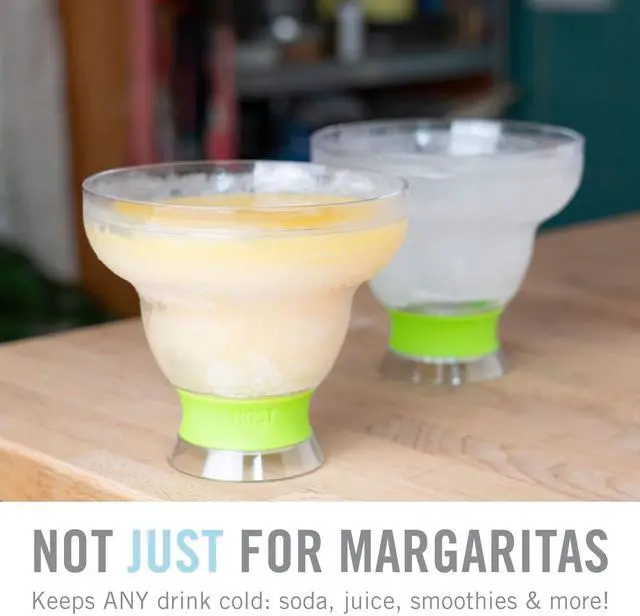 Alt view image 5 of 7 - FREEZE Stemless Margarita Glasses, Insulated Plastic Cocktail Glasses for Frozen Drinks, Double Wall Chiller Cups for Beach, Outdoor Party, Home Bar, Margarita Gifts, 12 oz, Set of 2, Green