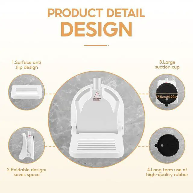 Alt view image 5 of 7 - No-Drill Foldable Anti-Slip Shower Foot RestShower Step for Shaving Legs with Powerful Suction Cups, Multi-Purpose Shower Shaving Foot RestSupports Pregnant Women and Those with Back Pain