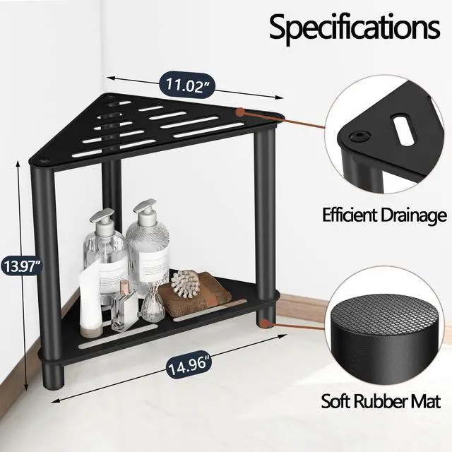Alt view image 2 of 6 - Shower Foot Rest, Shower Stool for Inside Shower, Stainless Steel Waterproof Shower Stool for Shaving Legs - Corner Bathroom Bench Seat with Storage Shelf for Small Shower Spaces