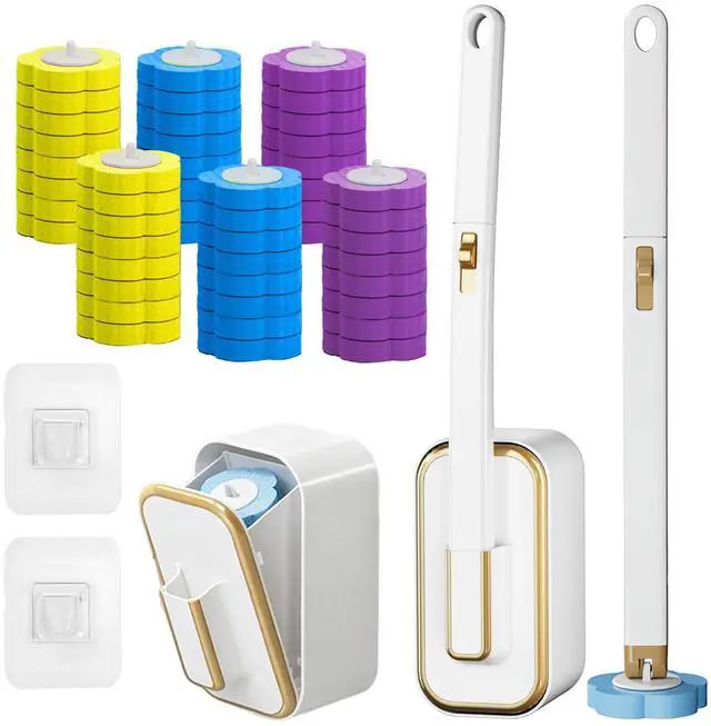 Main image of Disposable Toilet Brush Kit with 48 Refill Heads, Holder Storage Caddy Wall-Mounted Toilet Bowl Wand Scrubber for Bathroom Toilet Cleaner Toilet Bowl