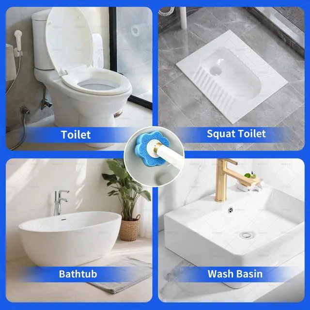 Alt view image 4 of 7 - Disposable Toilet Brush Kit with 48 Refill Heads, Holder Storage Caddy Wall-Mounted Toilet Bowl Wand Scrubber for Bathroom Toilet Cleaner Toilet Bowl