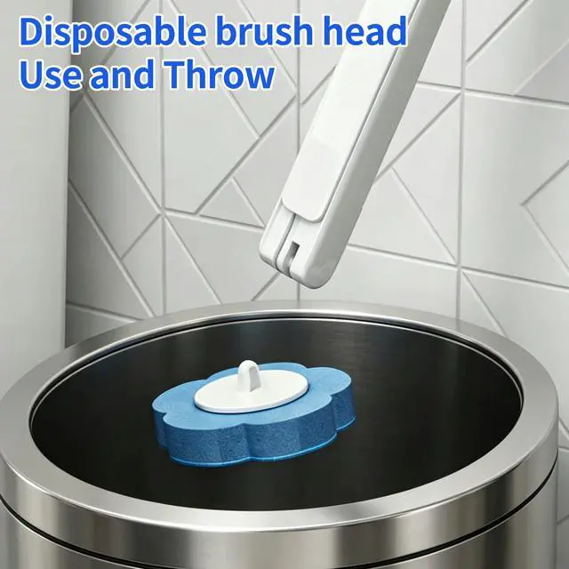 Alt view image 7 of 7 - Disposable Toilet Brush Kit with 48 Refill Heads, Holder Storage Caddy Wall-Mounted Toilet Bowl Wand Scrubber for Bathroom Toilet Cleaner Toilet Bowl