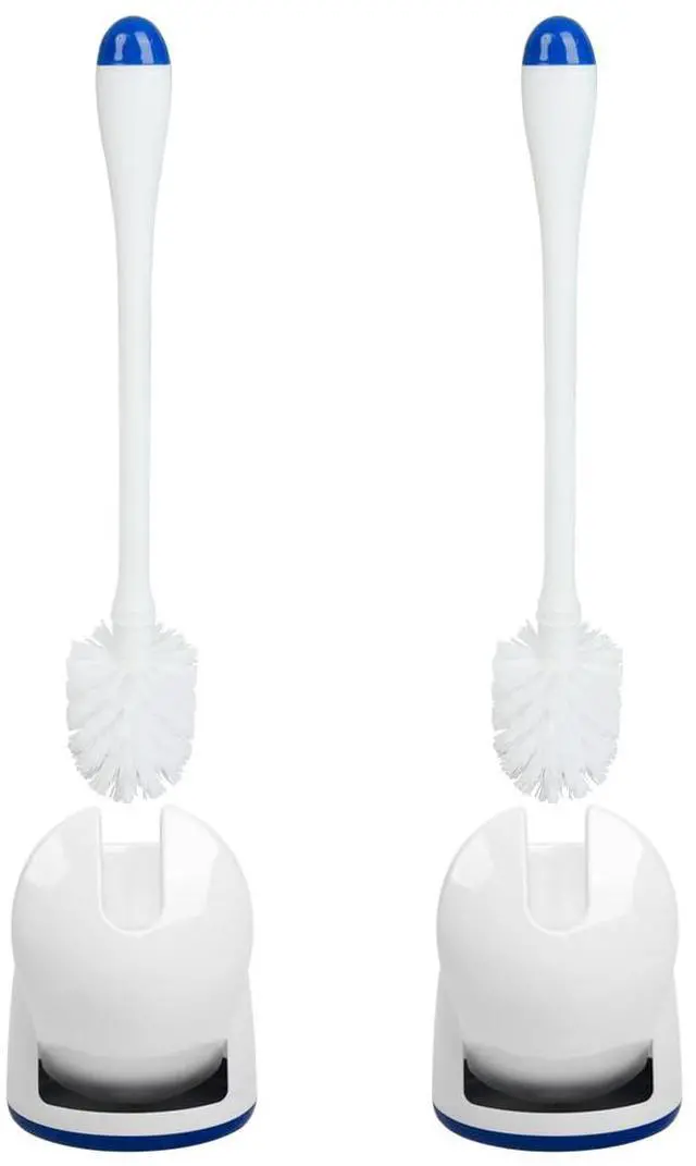 Main image of oilet Bowl Brush and Holder, Compact Toilet Brush with Breathable Ventilation Stand Base, Bathroom Cleaning Kit, White, 2 Set