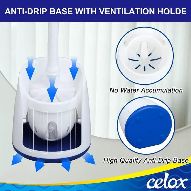 Alt view image 2 of 7 - oilet Bowl Brush and Holder, Compact Toilet Brush with Breathable Ventilation Stand Base, Bathroom Cleaning Kit, White, 2 Set