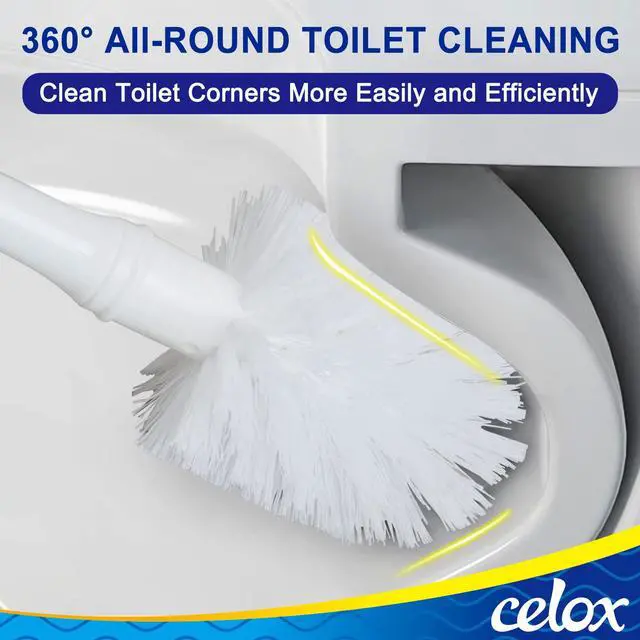 Alt view image 3 of 7 - oilet Bowl Brush and Holder, Compact Toilet Brush with Breathable Ventilation Stand Base, Bathroom Cleaning Kit, White, 2 Set