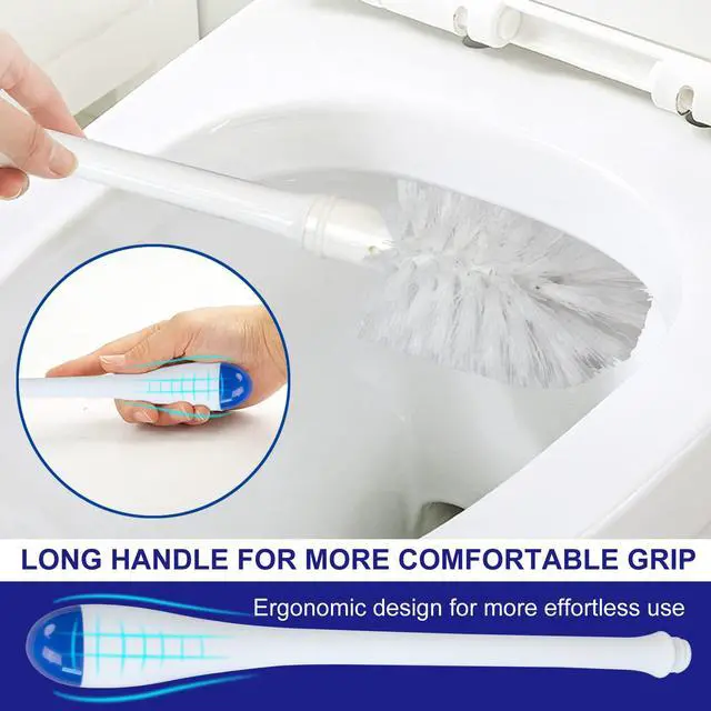Alt view image 5 of 7 - oilet Bowl Brush and Holder, Compact Toilet Brush with Breathable Ventilation Stand Base, Bathroom Cleaning Kit, White, 2 Set