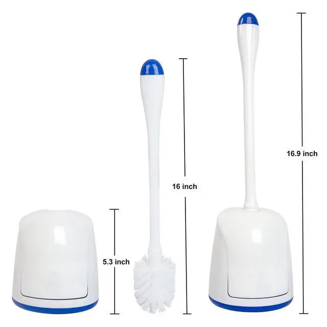 Alt view image 7 of 7 - oilet Bowl Brush and Holder, Compact Toilet Brush with Breathable Ventilation Stand Base, Bathroom Cleaning Kit, White, 2 Set