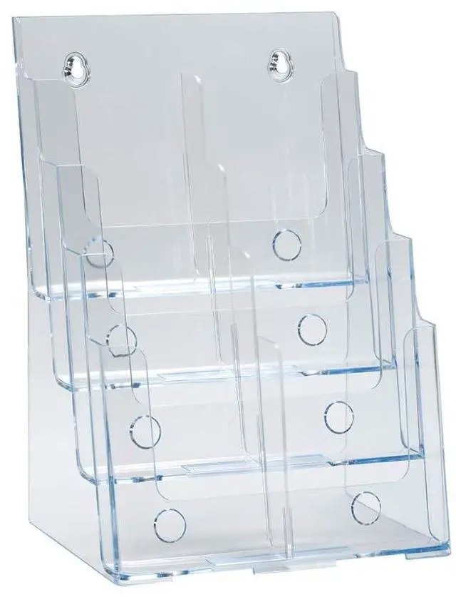 Main image of 52377, Clear Four-Tier Eight-Pocket Trifold Brochure Holder, Document Holder Desk Organizer for Countertop or Wall Mount Menu Holder Display Stand for Flyers, Leaflets and Pamphlets