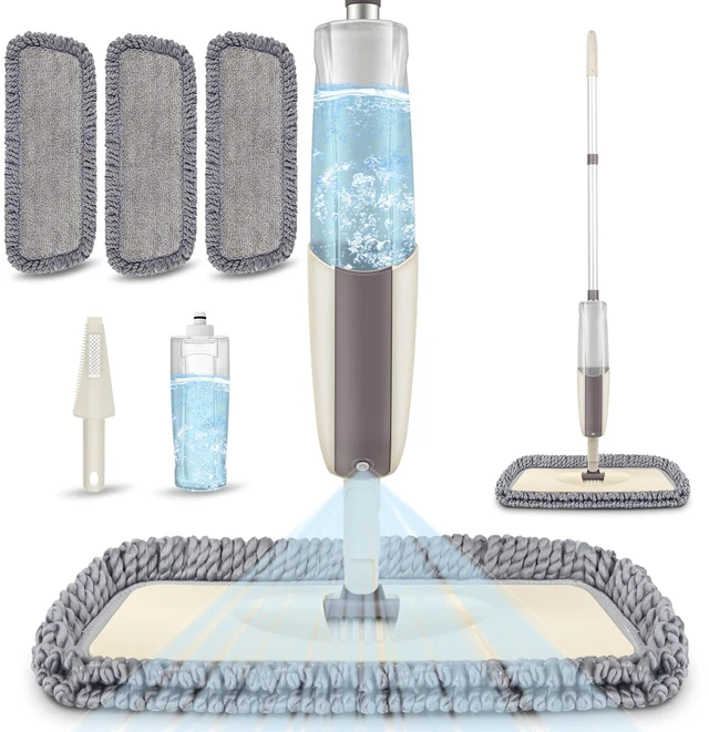 Main image of Spray Wet Mops for Floor Cleaning: Hardwood Floor Mop with Sprayer Flat Mop Remove Pet Hair, 3 Washable Pads for Swiffer PowerMop, Swivel Head, Commercial Dust Mops, for Pet Owner Laminate Tiles Vinyl