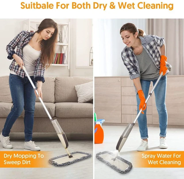 Alt view image 4 of 5 - Spray Wet Mops for Floor Cleaning: Hardwood Floor Mop with Sprayer Flat Mop Remove Pet Hair, 3 Washable Pads for Swiffer PowerMop, Swivel Head, Commercial Dust Mops, for Pet Owner Laminate Tiles Vinyl