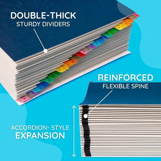 Alt view image 3 of 7 - 1-31 Desk File Sorter, 31 Day Accordion File Organizer, Letter Size Document Sorter and Tickler Folder, Blue