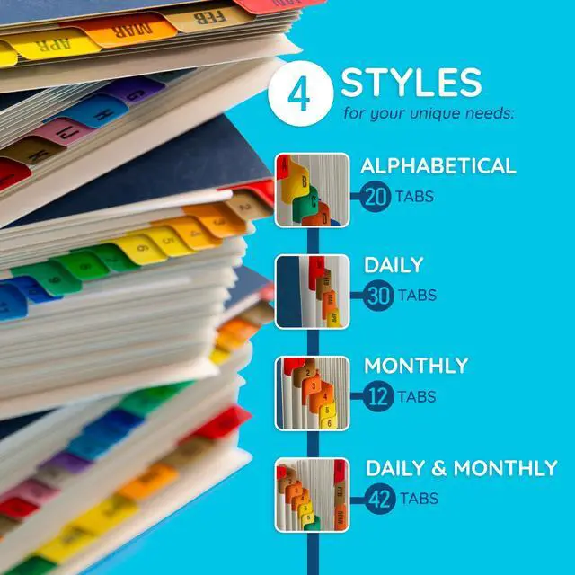 Alt view image 6 of 7 - 1-31 Desk File Sorter, 31 Day Accordion File Organizer, Letter Size Document Sorter and Tickler Folder, Blue