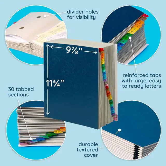 Alt view image 4 of 7 - 1-31 Desk File Sorter, 31 Day Accordion File Organizer, Letter Size Document Sorter and Tickler Folder, Blue